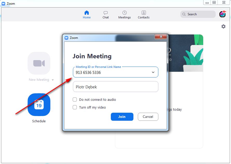Zoom - dołączanie do spotkania - meeting ID