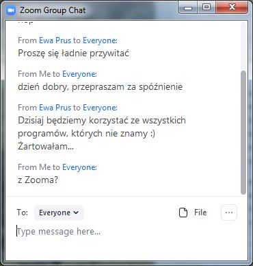 Zoom - okno chatu