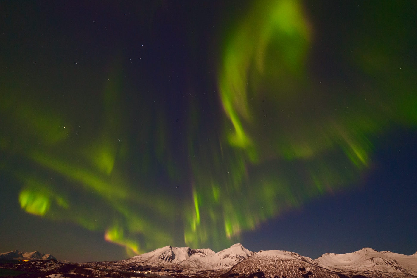 Zorza nad górami, warsztaty fotograficzne, Senja