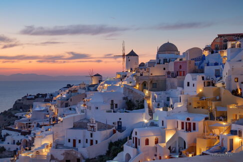Zachód w Oia, Santorini, fotowyprawa, fotografia nocna