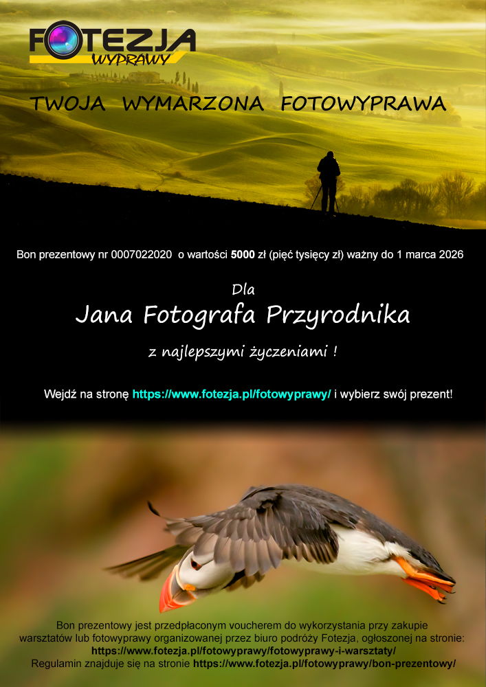 Voucher na wyprawę Fotezji, bon prezentowy