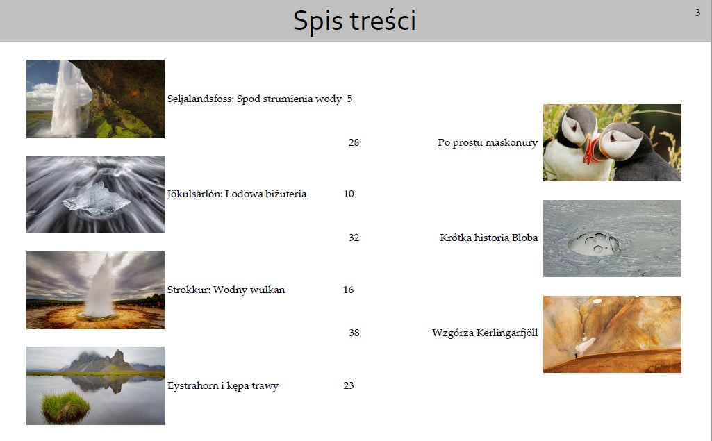 spis treści 7 fotografii II - Islandia