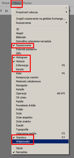 Jak ułożyć palety w Photoshopie