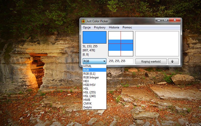 próbnik koloru dla fotografa, color picker, konfiguracja