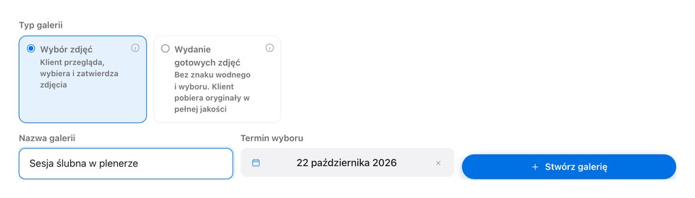 Wybór zdjęć przez klienta w galerii online, Picvelo